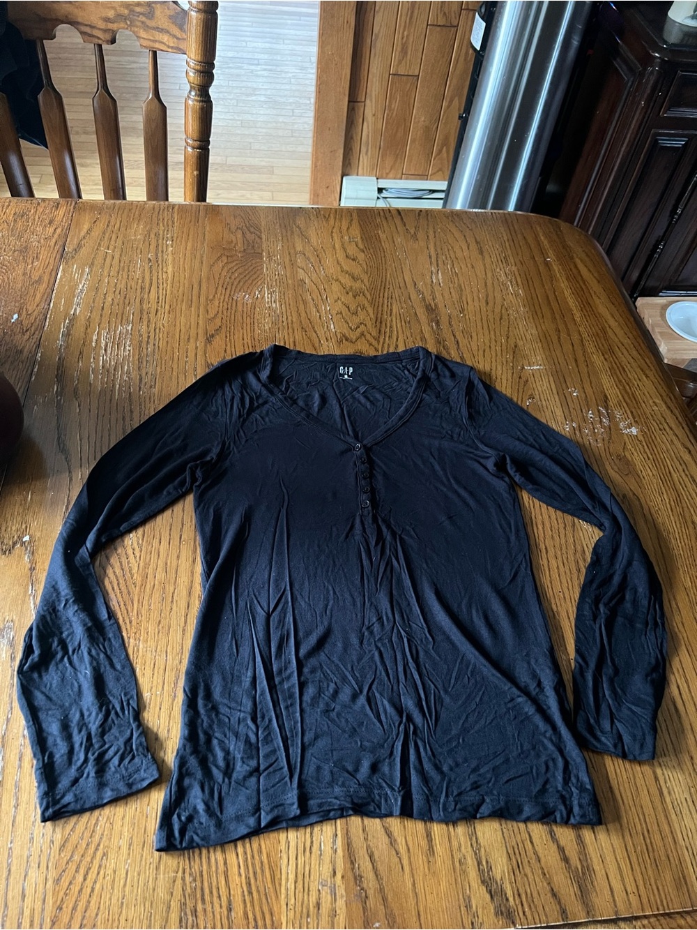 GAP Black Long-Sleeve Henley Top